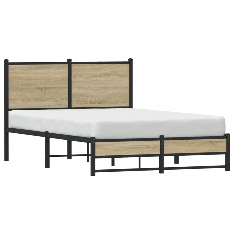 Borough Wharf Metal Bed Frame Without Mattress, Sonoma Oak, 125 x 207 cm