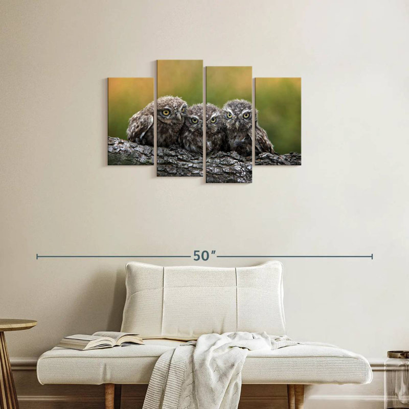 Brampt Snuggling Young Owls, 22" H x 36" W