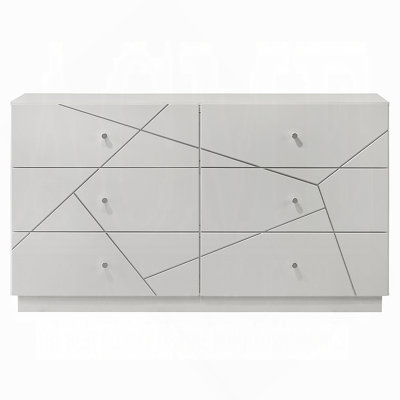 Commode à 6 tiroirs, commode de chambre à coucher avec boutons en métal