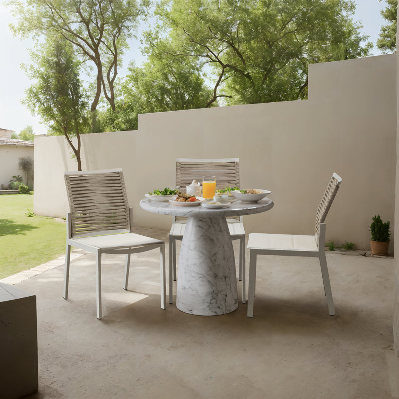 Table de salle à manger C béton, H 30 po x l 36 po x P 36 po, Blanc