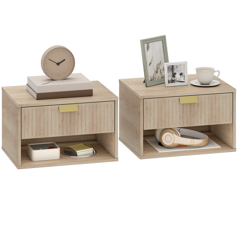 40cm W Particle Board Bedside Table, Oak