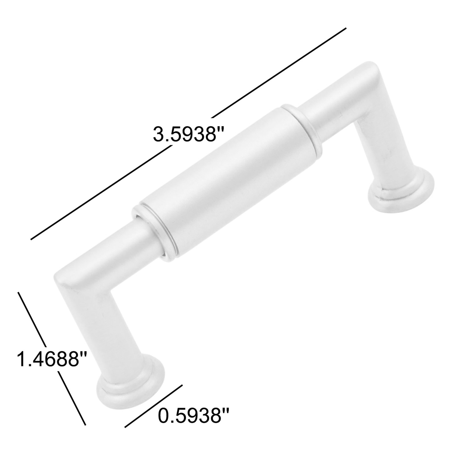 Cylinder 3" Bar Cabinet Pull, Satin Brass