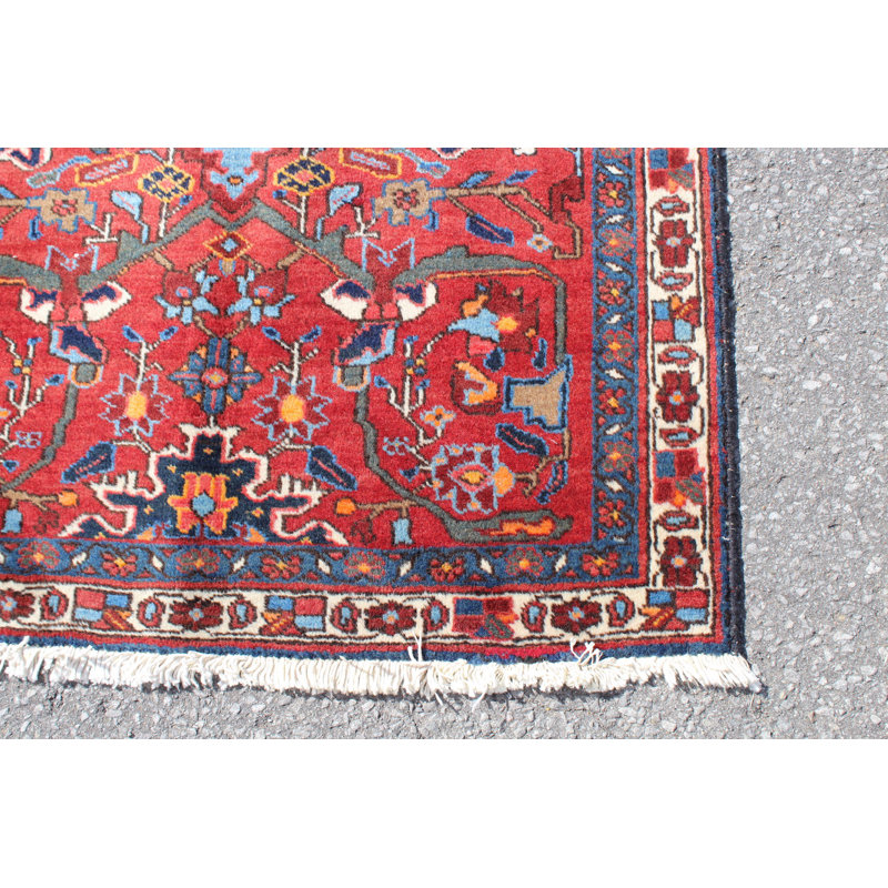 Tapis rouge 3X5 Vintage | Tapis oriental tribal tribal | Tapis bohémien Kazak | Tapis fait à la main
