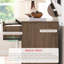 Organisateur de commode 6 tiroirs cannelés, noyer et blanc, 1 pièce-497969118