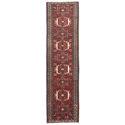 One-of-a-Kind Red Geometric Tribal 2X9'5 Oriental Runner Rug