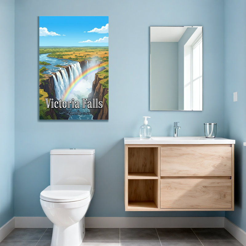 «Scenic & Cityscapes Victoria Falls Waterfall Rainbow Landscape», reproduction d'art sur toile, H 24 po x l 16 po