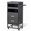 Chariot de salon noir avec roulettes et 2 tiroirs, 2 compartiments, 3 porte-outils en métal-118041670
