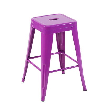 Ensemble de 4 tabourets de bar en métal sans dossier avec assemblage sans outil et conception peu encombrante