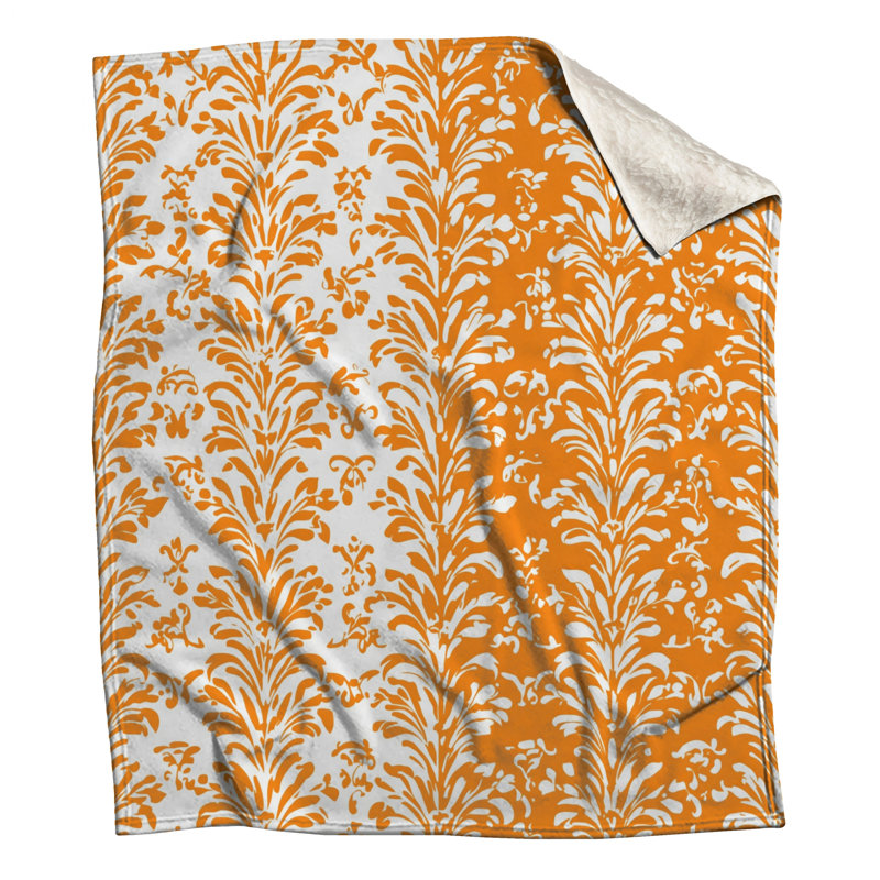Couvertures orange à motif damassé, 60in W x 80in H