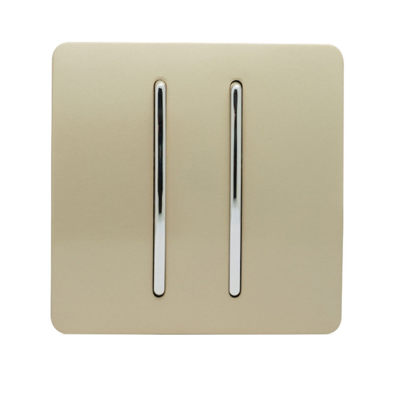 Trendi Switch 2 Gang Rocker Light Switch (1x 1 or 2 way & 1x Intermediate), Champagne Gold