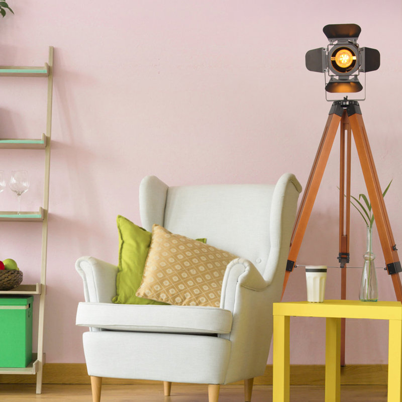 Retro Industrial Tripod Floor Lamp Movie Style Standing Lamp Adjustable Wooden Floor Lamp For Home Office Studio Modern Home Decor