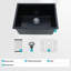 Évier à lessive en quartz - Évier de service encastré en granite noir 24 po x 18 po