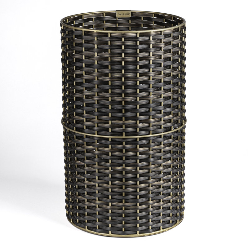 Cecil Open Waste Basket - 4.13 Gallons, Dark Bronze/Gold