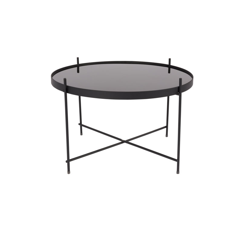 Cupid Glass End Table, Black, 16"H x 25"W x25"D