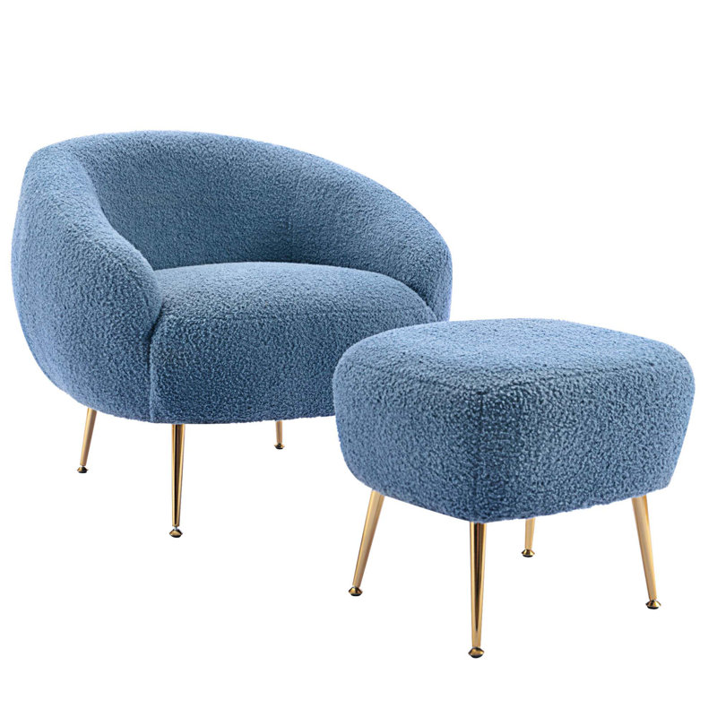 Méridienne avec repose-pieds l 30,9 po Meekah, Velours altay bleu foncé