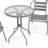Amlie 23.75" Round Glass Metal Table with 2 Metal Aluminum Slat Stack Chairs-1642503299