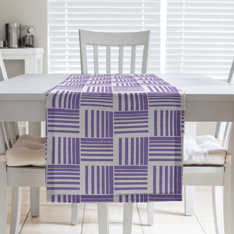 Fractured Stripes Table Runner, 16" x 90", Dark Rich Blue