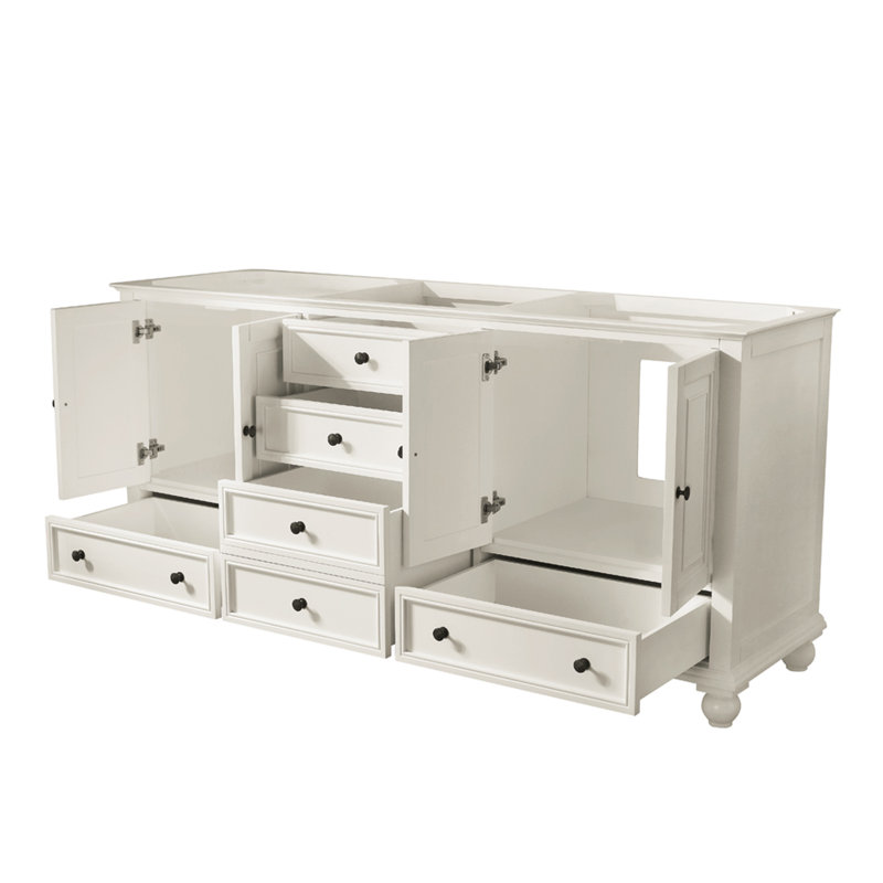 Magruder Double Bathroom Vanity with Top, Carrera White, French White, 72"