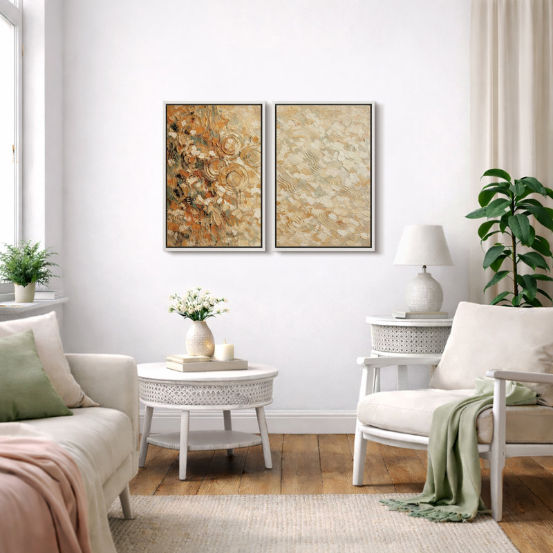 Œuvre d'art chaleureuse, neutre et chaleureuse, images de bureau de salon, impression sur toile encadrée, H 36 po x l 48 po