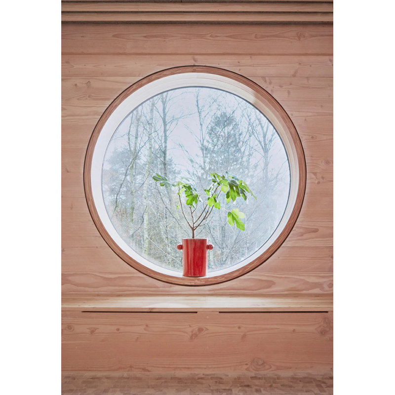 Inka Round Terracotta Planter, 12.2" H x 12.05" W x 8.66" D, Cherry Red