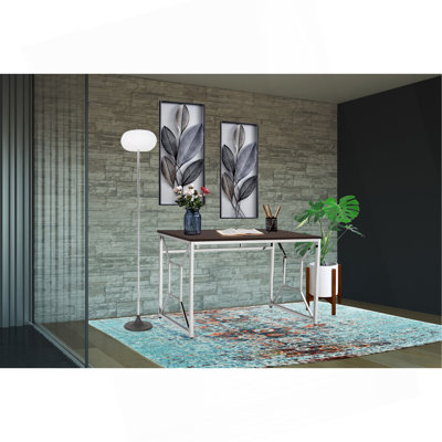 Martha Office Workspace Desk MDF/Chrome In Brown