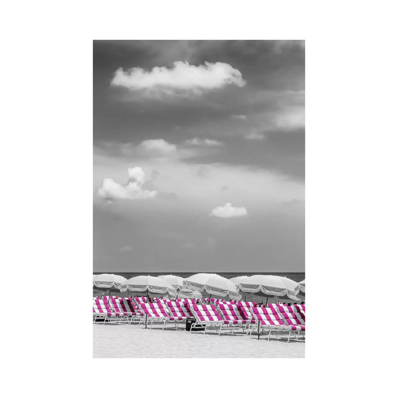 Beach Scene with a Pink Colour Pop 1 Piece Wrapped Canvas Wall Art, 101.6 cm H x 66.04 cm W x 1.91 cm D