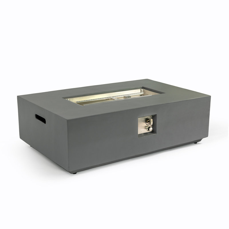 Concrete Propane/Natural Gas Fire Pit Table, Light Gray