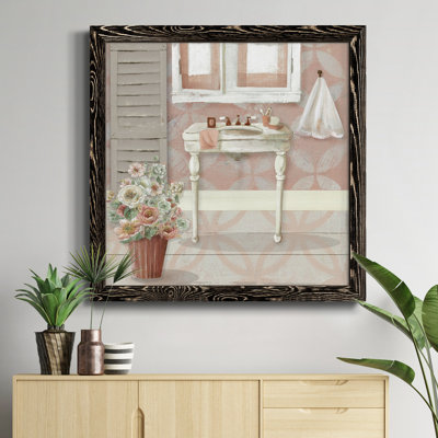 «Blush Springtime Wreath II», reproduction carrée sur toile