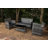 Patio Sense Wicker 4 pc Conversation Sofa, Two Armchairs & Table Cushions Included-Storm Gray Finish