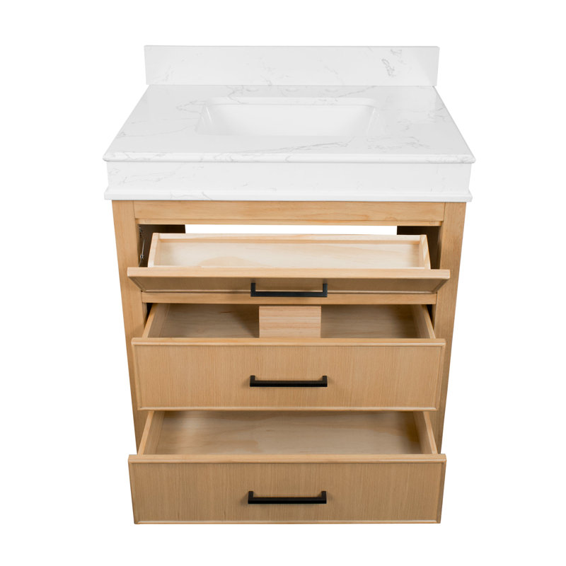 Meuble-lavabo simple 30 po avec comptoir Bayla, Blonde