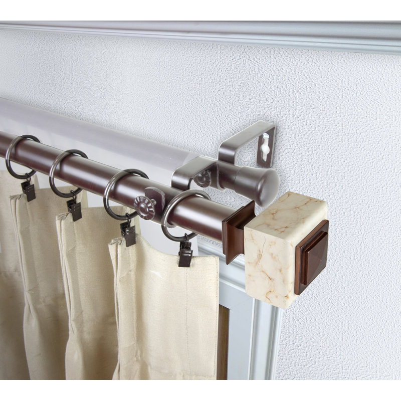 Kathie Stainless Steel Adjustable Double Curtain Rod, 2.5" H x 120" W x 6.75" D, Bronze