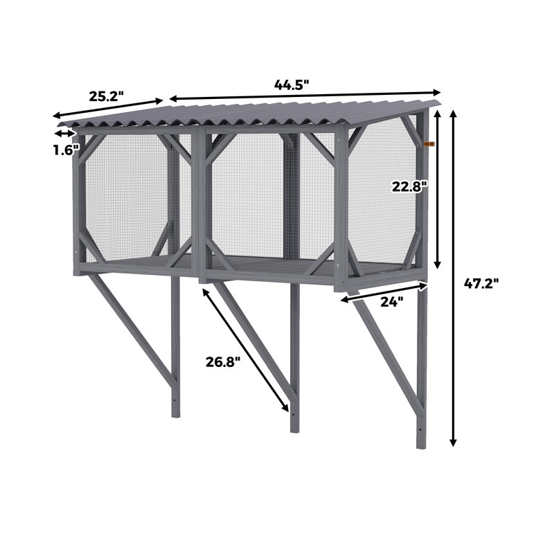 Large Cat Window Perch Box – Outdoor Cat Enclosure For Sunbathing, Napping & Bird Watching, Grey
