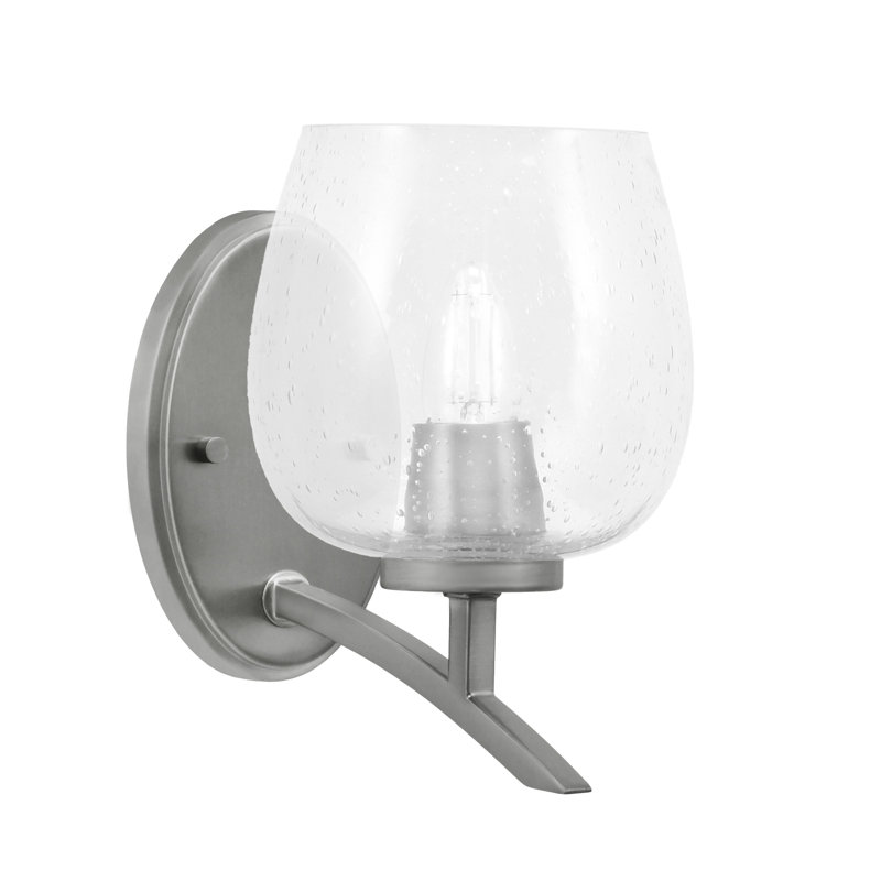 Kurve Uplight Wall Sconce With 6" Clear Bubble Glass, Silver, 8.5" H x 6" W x 8.5" D 