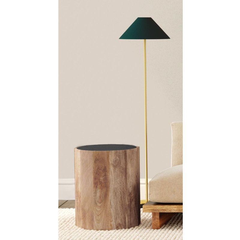Rowen Stone Top Drum End Table
