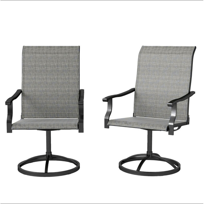 Ensemble de 2 chaises d'extérieur, chaises pivotantes, Blanc/Noir