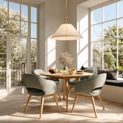 Luminaire suspendu moderne Lumina - en métal, tissu doré, ivoire, cône blanc 2 lumières à brancher ou câblé pour salle à manger ou cuisine de style Mid-Century moderne, scandinave et contemporain