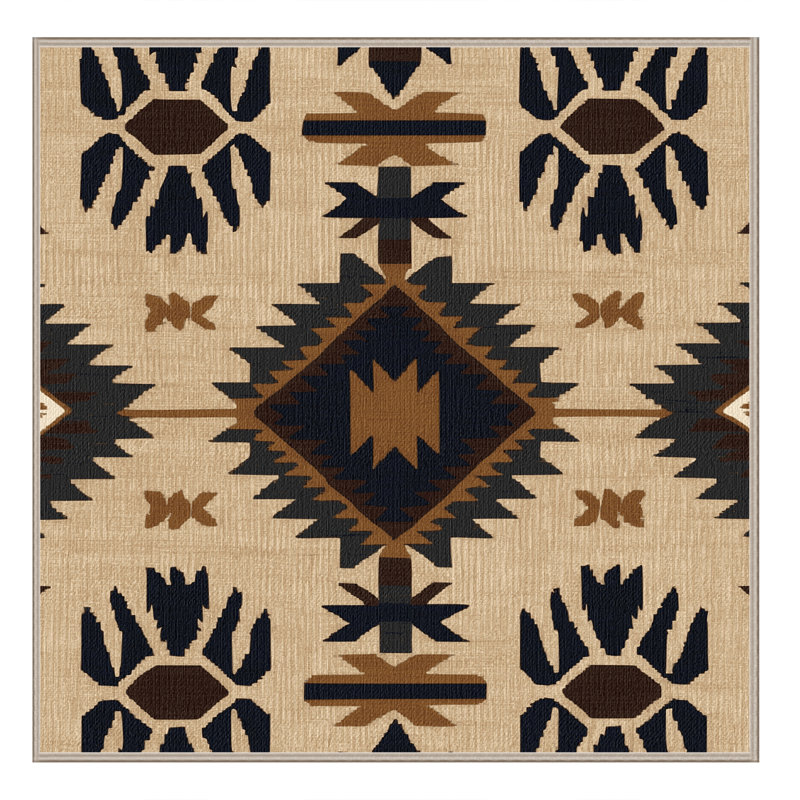 Washable Coyote Tracks Southwestern Area Rug, Square 6'