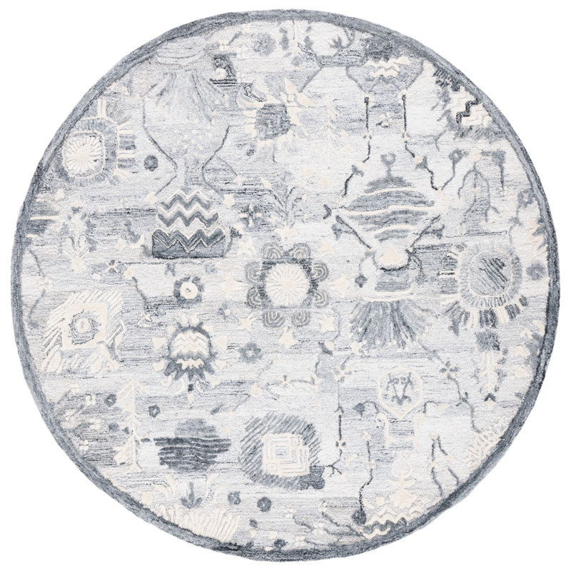 Glamour Hand Tufted Performance Floral Rug, Round 6'