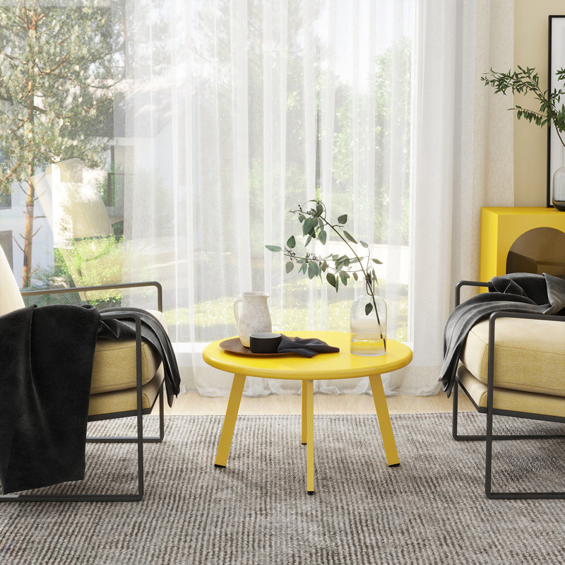 Table d'extérieur ronde 15,75 po Lakhdar, Jaune
