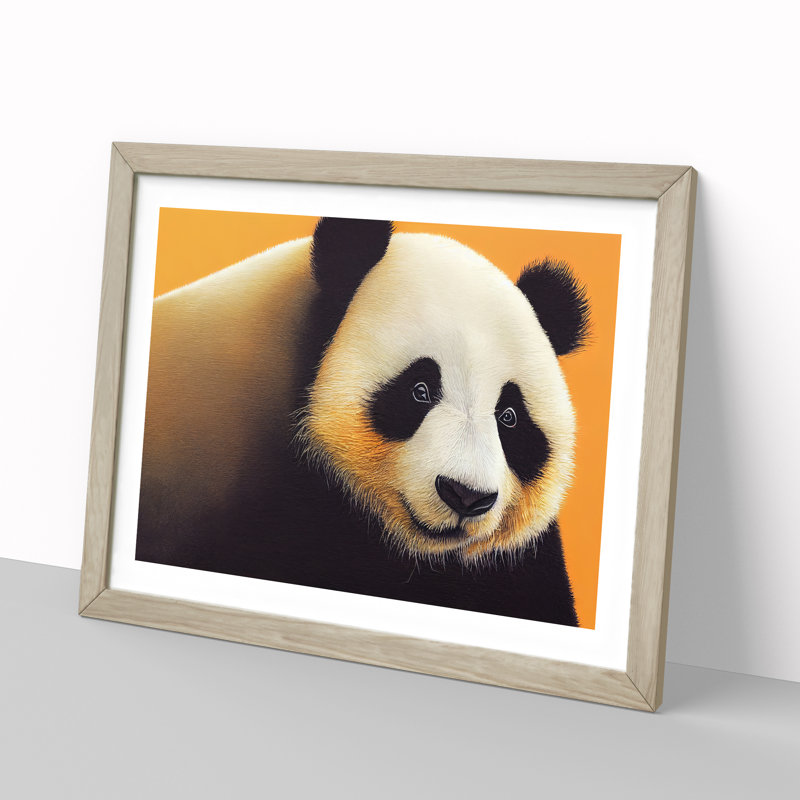 Otherworldly Panda - Single Picture Frame Print, 46cm H x 64cm W x 2cm D, Oak