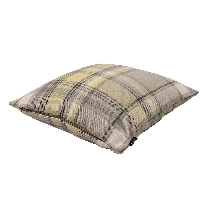 Griggs Plaid Square Cushion, Mustard Yellow/Grey, 43 x 43cm