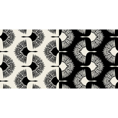 Black And White Crane Geometric Pattern Wallpaper