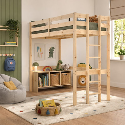 Esma High Sleeper Solid Pine Loft Bunk Bed