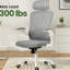 Fauteuil de bureau ergonomique avec, réglable lombaire, berçant 90 - 120, filet respirant, et coussin éponge élastique, pour différents espaces Chaise blanche et grise, pivotant verticalement, peu encombrant, confortable-132960836-132960839