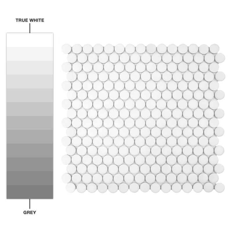 Hudson Penny Round Matte White 11-7/8" x 12-5/8" Porcelain Mosaic Tile