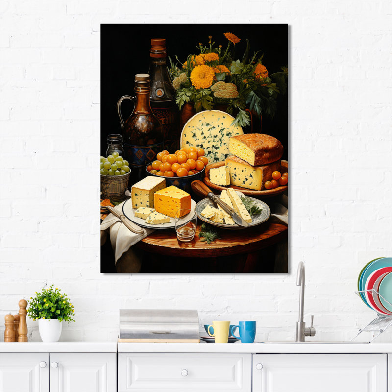 Daijuan Food Cheese Pointillism Dot II, H 32 po x l 16 po x P 1 po, Toile tendue
