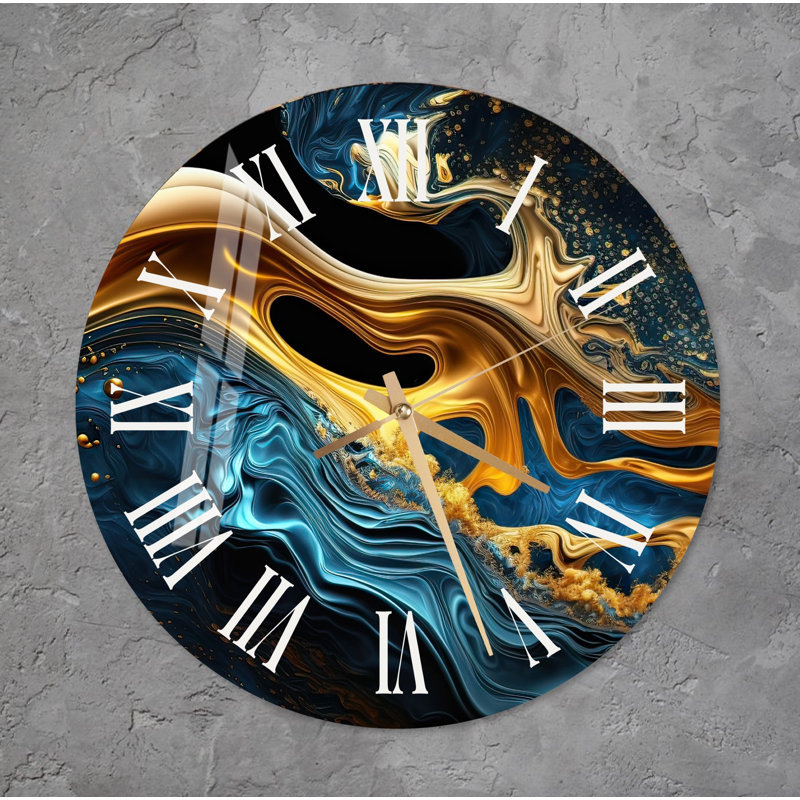 Horloge murale silencieuse en verre trempé de style abstrait, Blanc