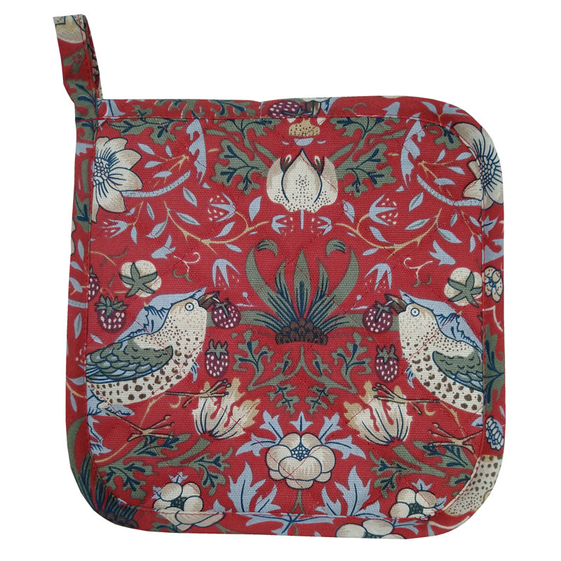 Lily Manor Lamartine Floral Cotton Potholder, Red