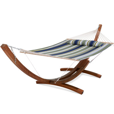 Double Spreader Bar Hammock With 13.5 ft. Wooden Stand