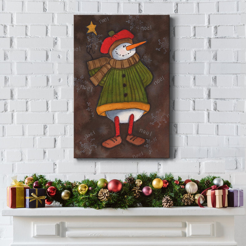 " Snowman French Noel " Painting Print, 27" H x 18" W x 1" D